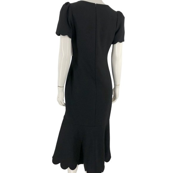 Anthropologie Shoshanna Mirandela Scallop-Edge Midnight Stretch Crepe Midi Dress - Picture 7 of 15